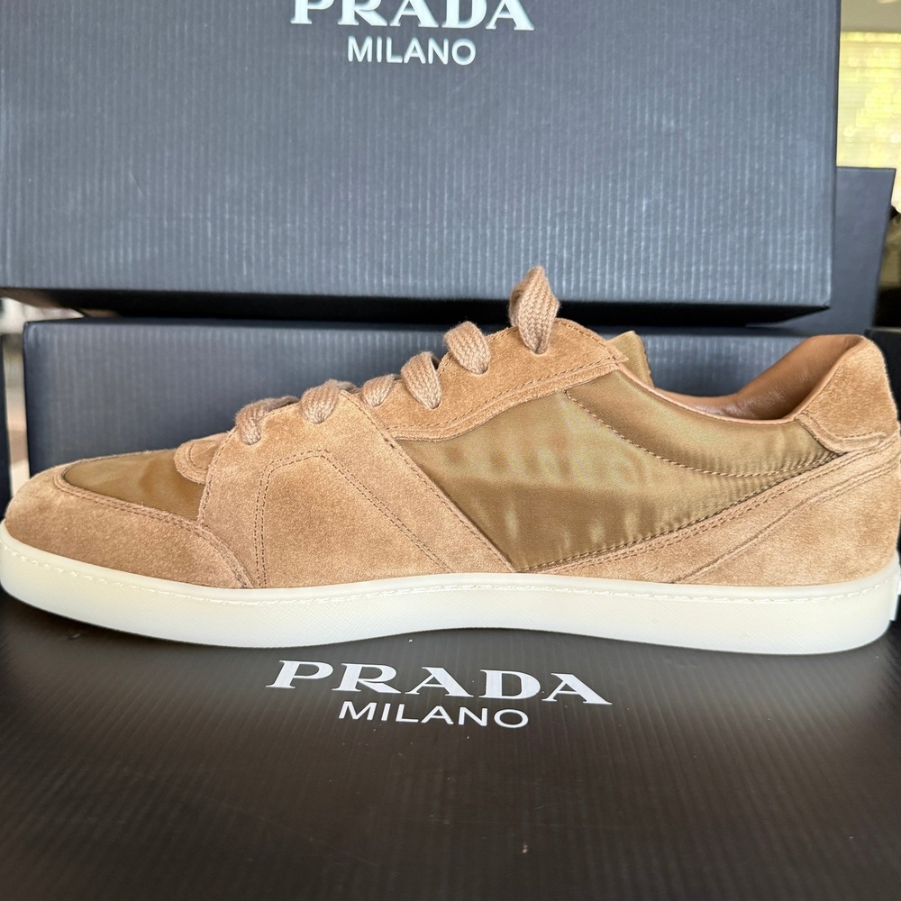 Prada Milano 2EE442 Men Brown Suede & Fabric Low Top Sneakers Trainers Sz UK 9 - Picture 6 of 16